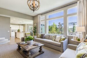Picture of a large house featuring its windows in the back